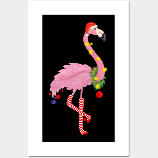 Cute and Fun Tropical Flamingo Christmas Posters and Art